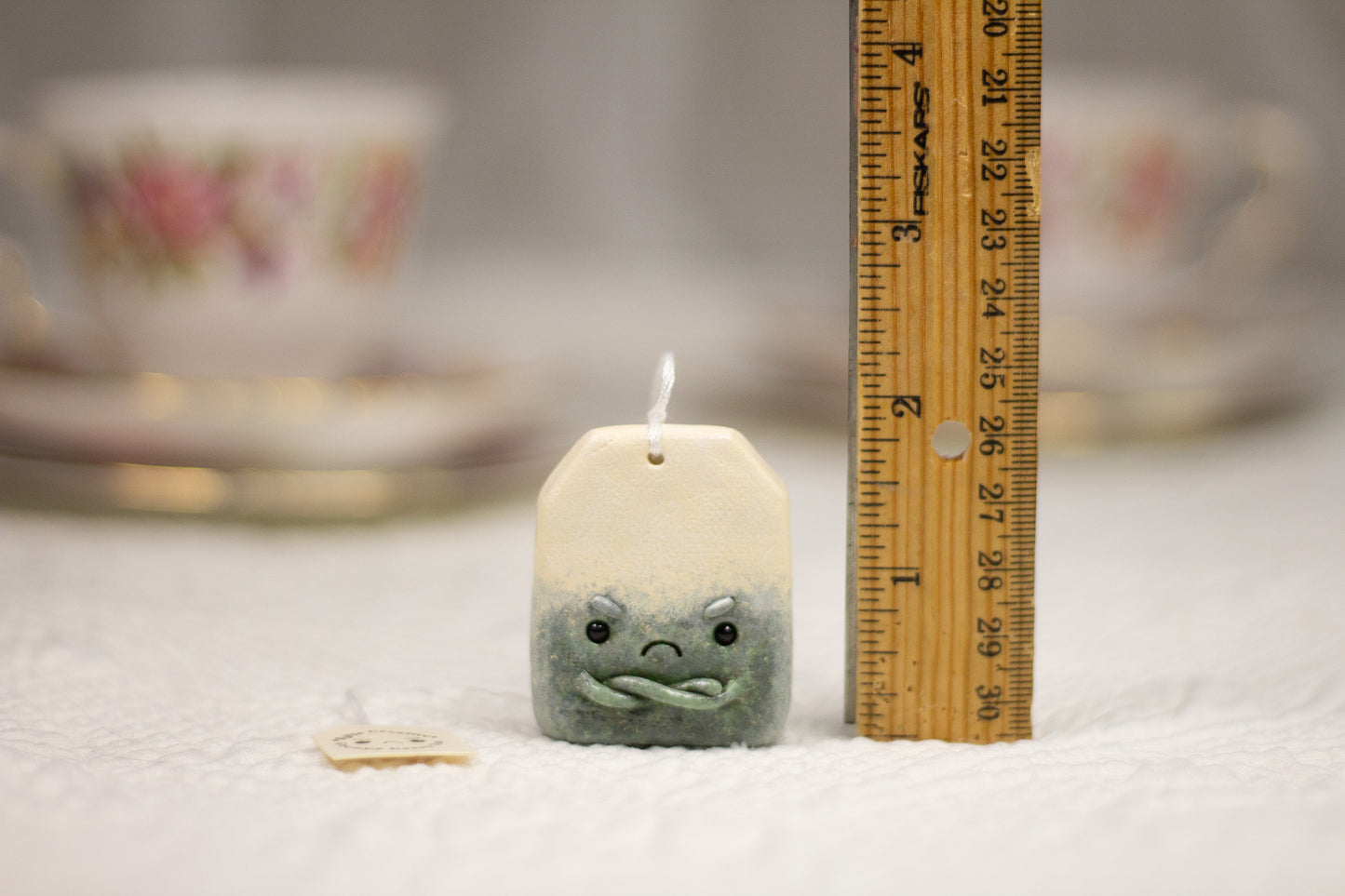 Grumpy Green Tea Bag Figurine