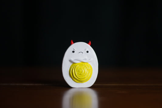 Grumpy Deviled Egg Figurine