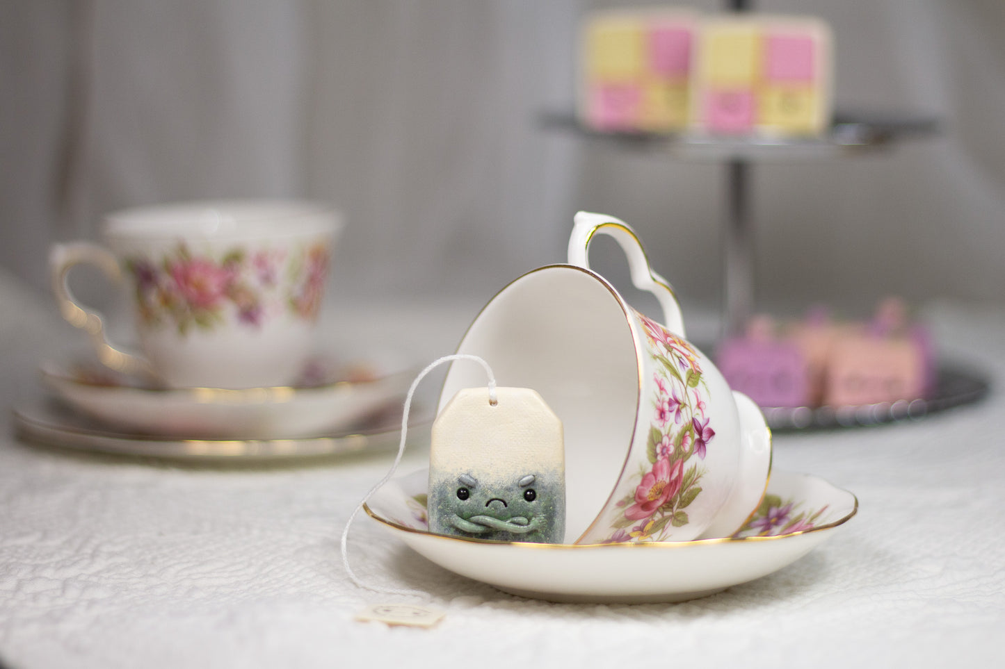 Grumpy Green Tea Bag Figurine