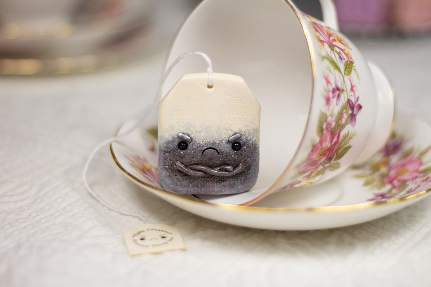 Grumpy Black Tea Bag Figurine