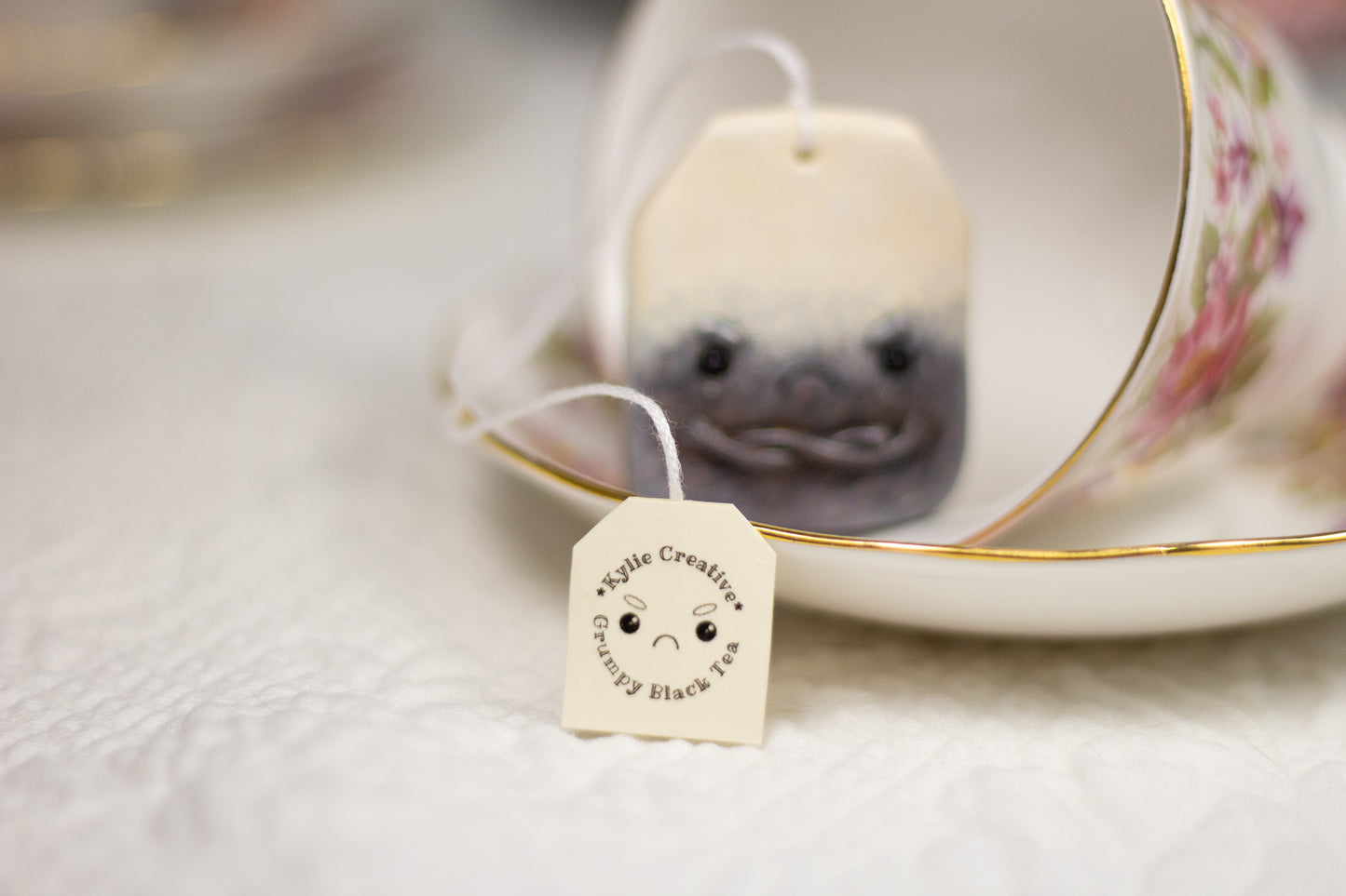 Grumpy Black Tea Bag Figurine