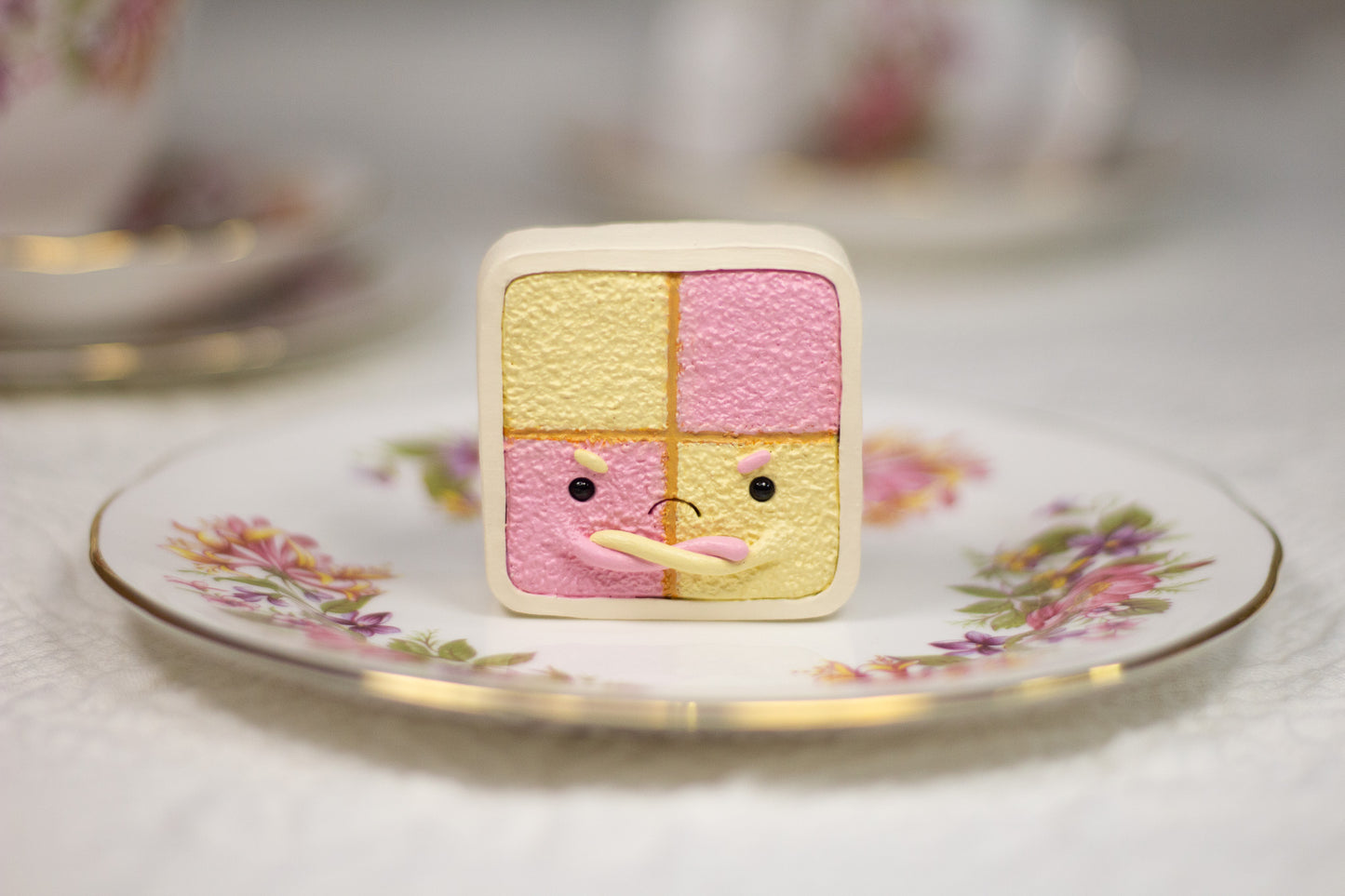 Grumpy Battenberg Cake Figurine
